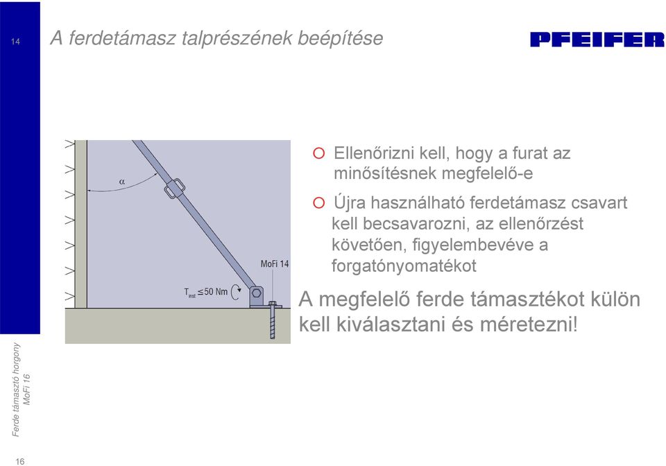 becsavarozni, az ellenőrzést követően, figyelembevéve a