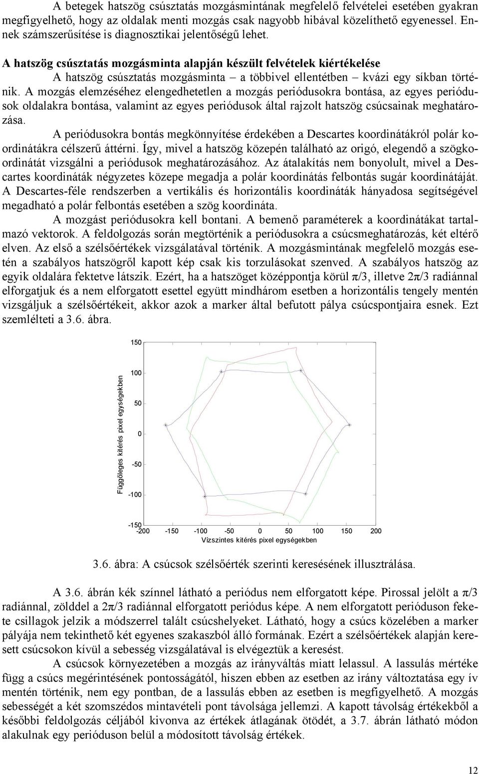 A hatszög csúsztatás mozgásminta alapján készült felvételek kiértékelése A hatszög csúsztatás mozgásminta a többivel ellentétben kvázi egy síkban történik.