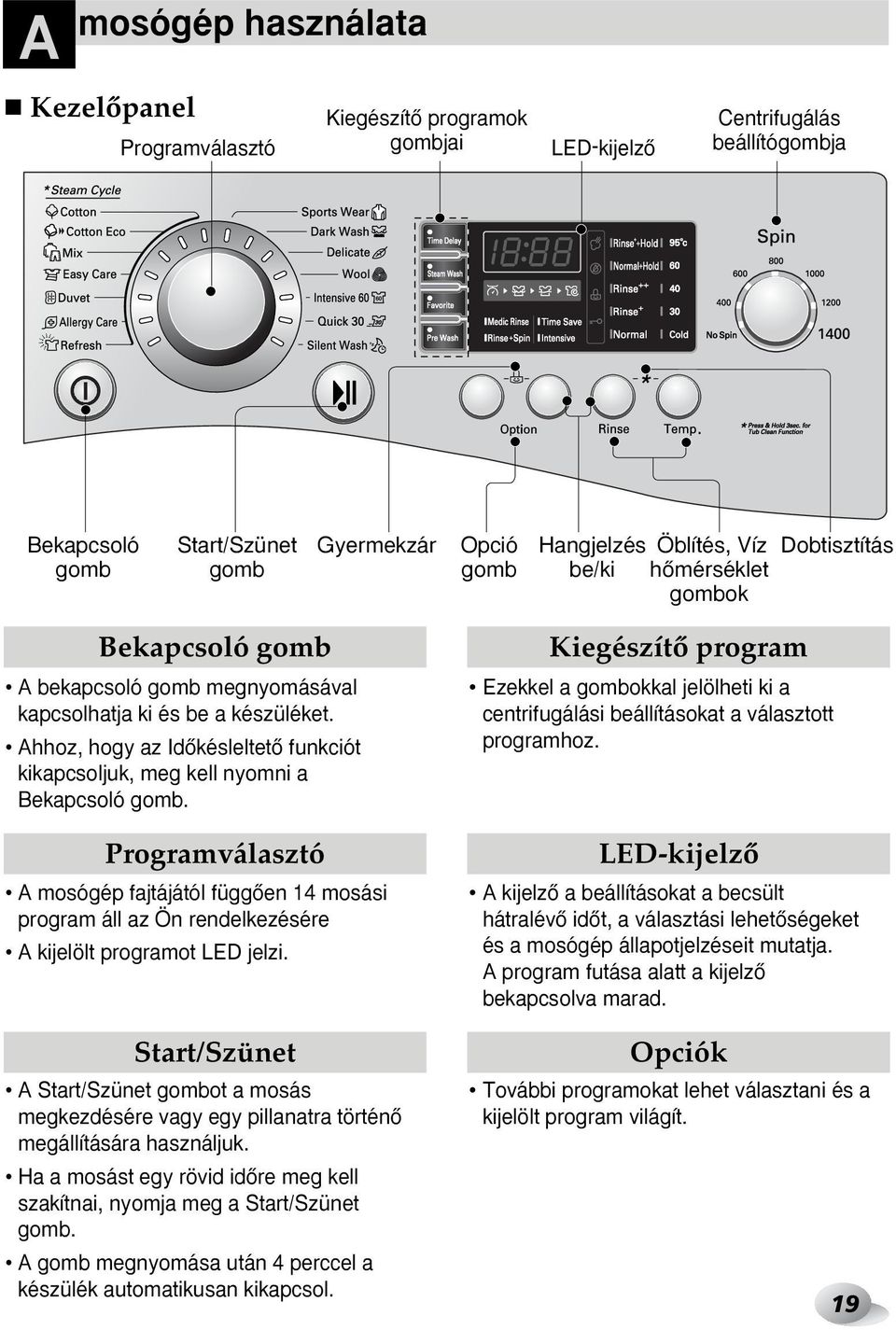 Ahhoz, hogy az IdŒkésleltetŒ funkciót kikapcsoljuk, meg kell nyomni a Bekapcsoló gomb.