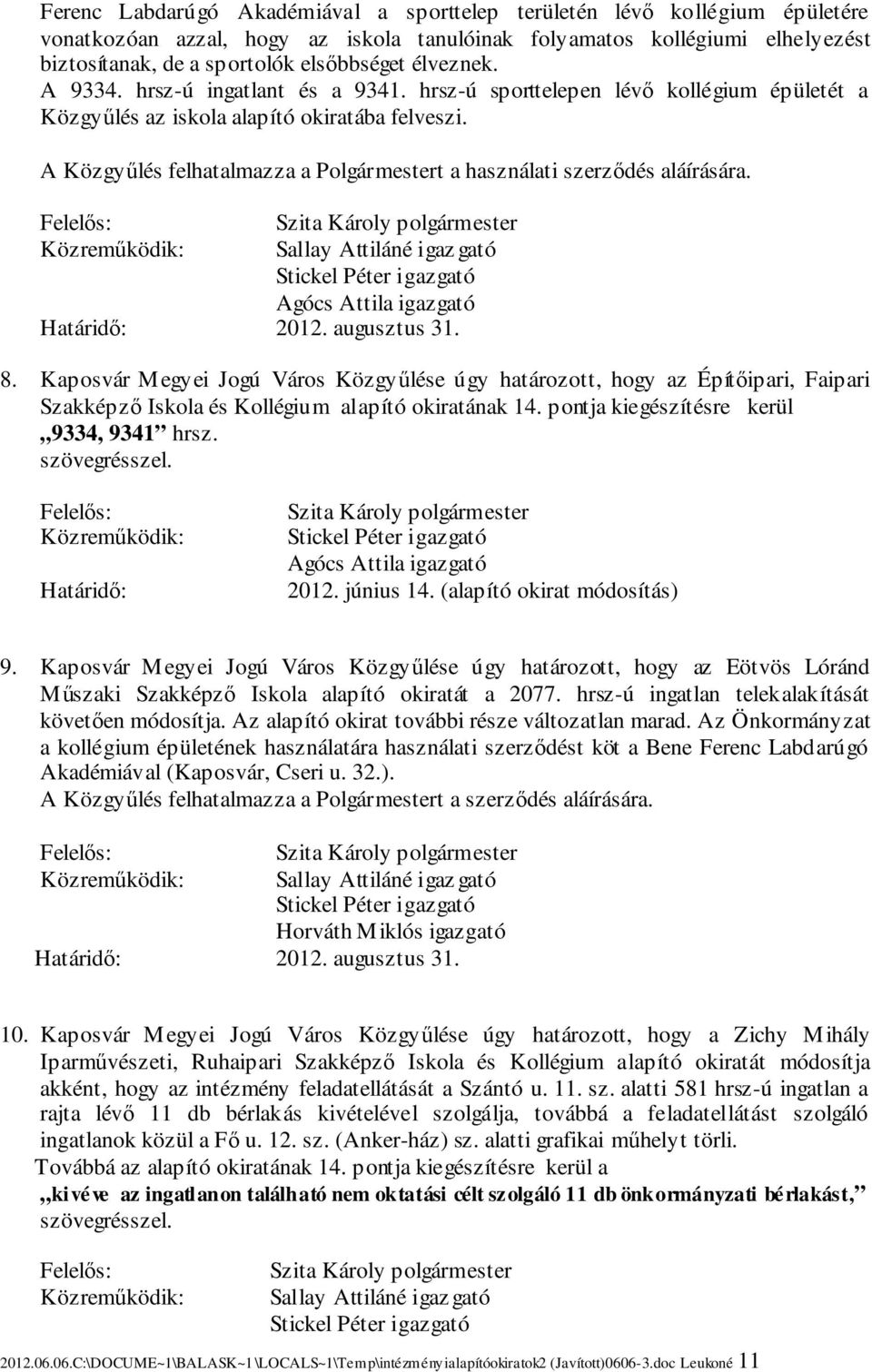A Közgyűlés felhatalmazza a Polgármestert a használati szerződés aláírására.