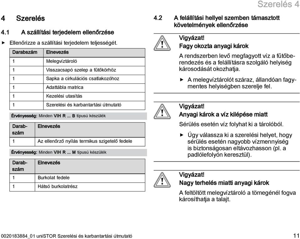 Minden VIH R... B típusú készülék Elnevezés 1 Az ellenőrző nyílás termikus szigetelő fedele Érvényesség: Minden VIH R.