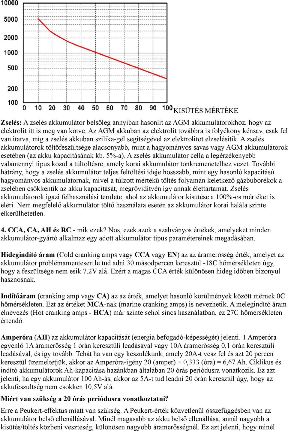 A zselés akkumulátorok töltőfeszültsége alacsonyabb, mint a hagyományos savas vagy AGM akkumulátorok esetében (az akku kapacitásának kb. 5%-a).