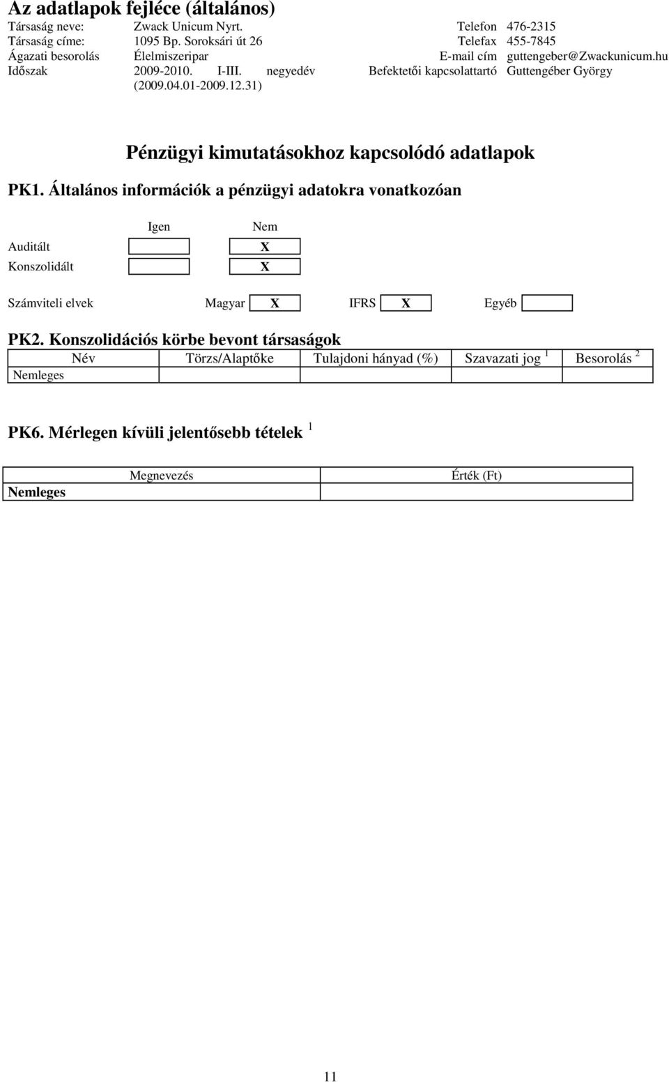 Számviteli elvek Magyar X IFRS X Egyéb PK2.