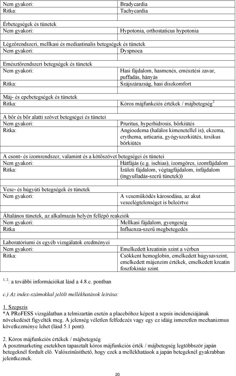 Kóros májfunkciós értékek / májbetegség 2 A bőr és bőr alatti szövet betegségei és tünetei Nem gyakori: Ritka: Pruritus, hyperhidrosis, bőrkiütés Angioedema (halálos kimenetellel is), ekzema,