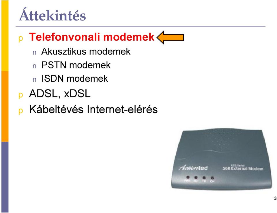PSTN modemek ISDN modemek