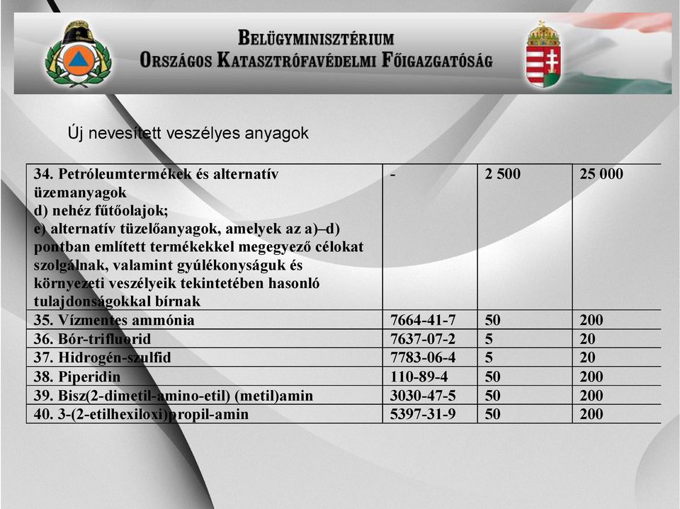 említett termékekkel megegyező célokat szolgálnak, valamint gyúlékonyságuk és környezeti veszélyeik tekintetében hasonló tulajdonságokkal