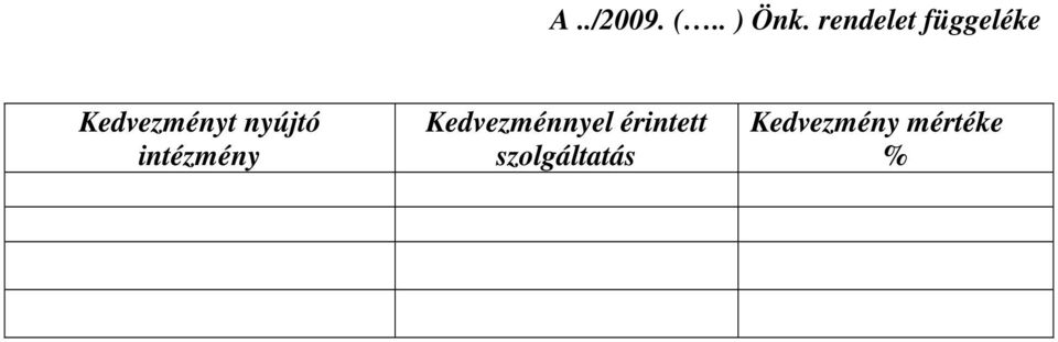 nyújtó intézmény Kedvezménnyel