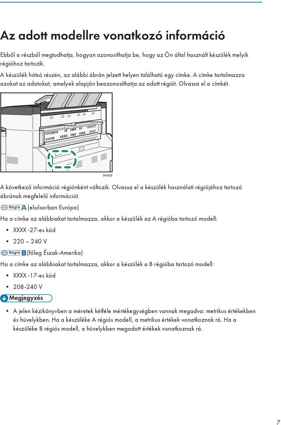 DHJ323 A következő információ régiónként változik. Olvassa el a készülék használati régiójához tartozó ábrának megfelelő információt.