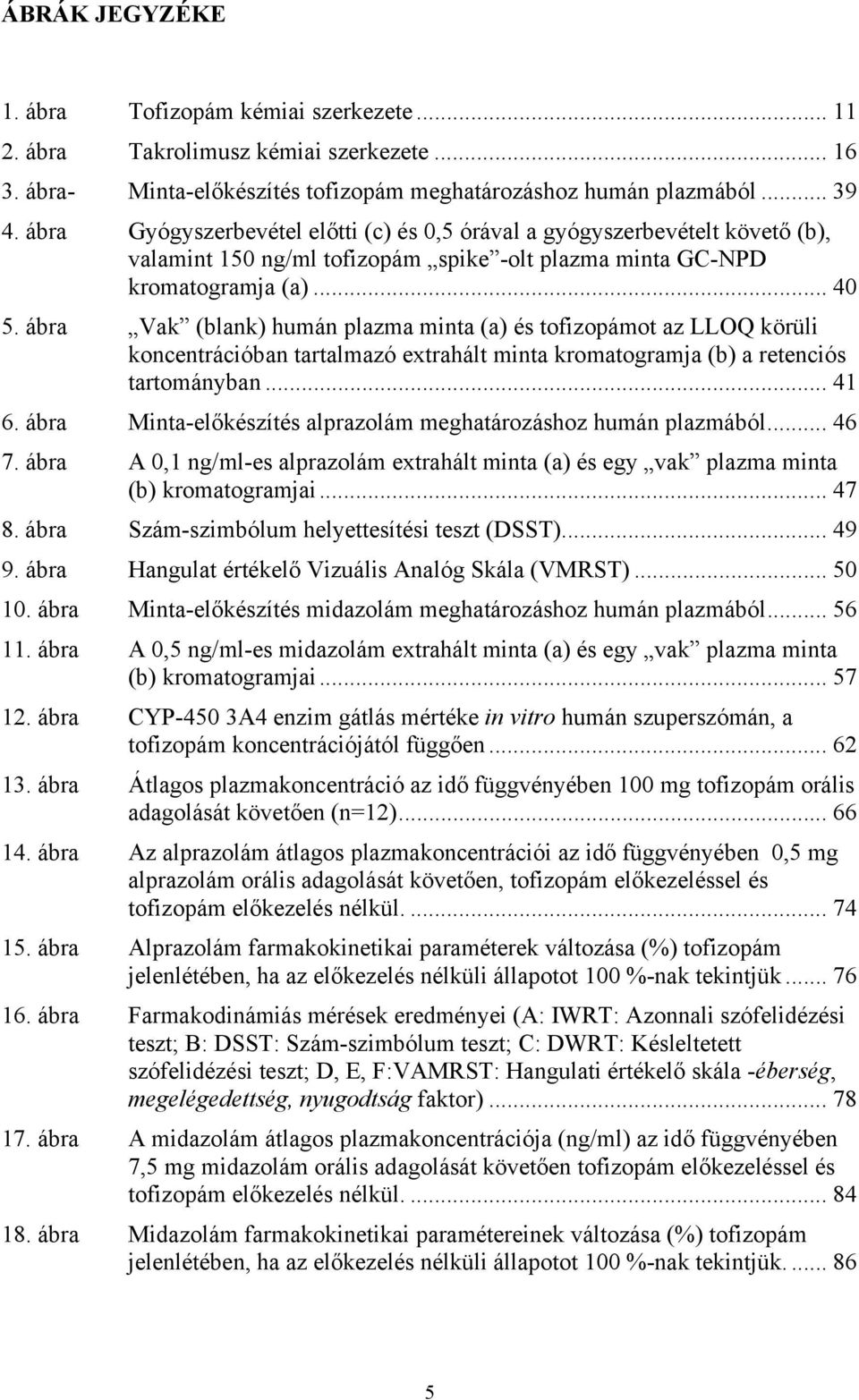 ábra Vak (blank) humán plazma minta (a) és tofizopámot az LLOQ körüli koncentrációban tartalmazó extrahált minta kromatogramja (b) a retenciós tartományban... 41 6.