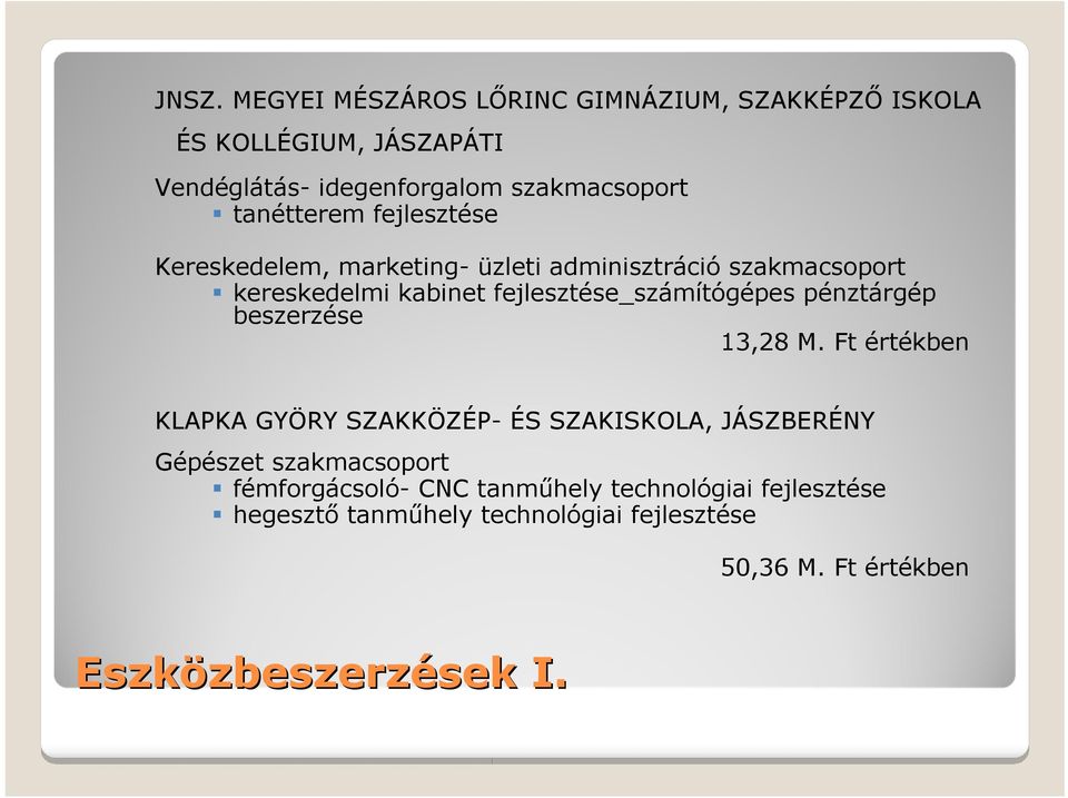 pénztárgép beszerzése 13,28 M.