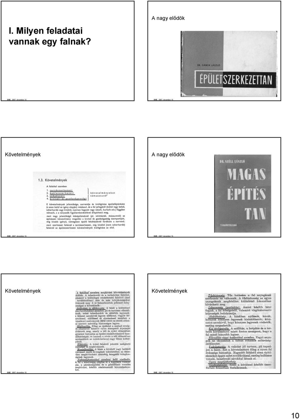 A nagy elődök Követelmények