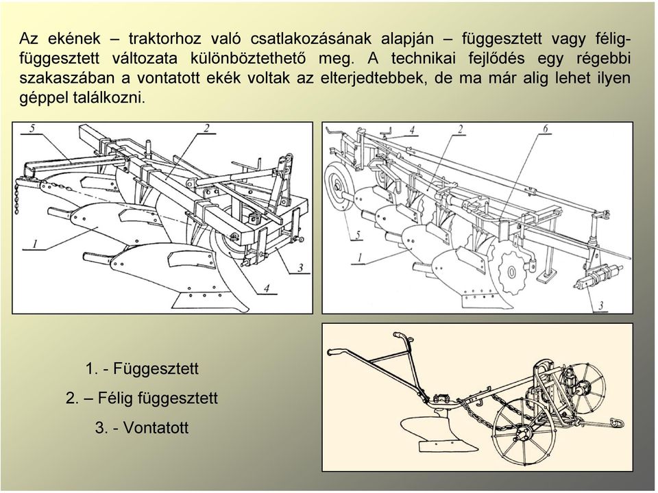 A technikai fejlődés egy régebbi szakaszában a vontatott ekék voltak az