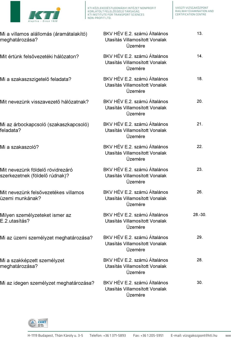 Milyen személyzeteket ismer az E.2.utasítás? Mi az üzemi személyzet meghatározása? Mi a szakképzett személyzet meghatározása? Mi az idegen személyzet meghatározása?