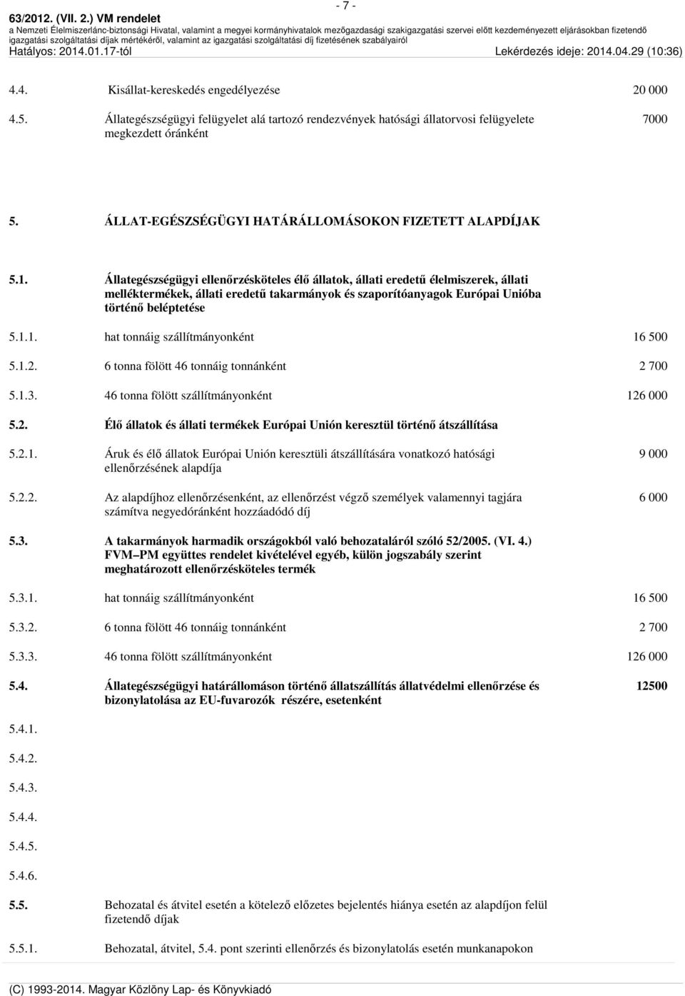 Állategészségügyi ellenőrzésköteles élő állatok, állati eredetű élelmiszerek, állati melléktermékek, állati eredetű takarmányok és szaporítóanyagok Európai Unióba történő beléptetése 5.1.