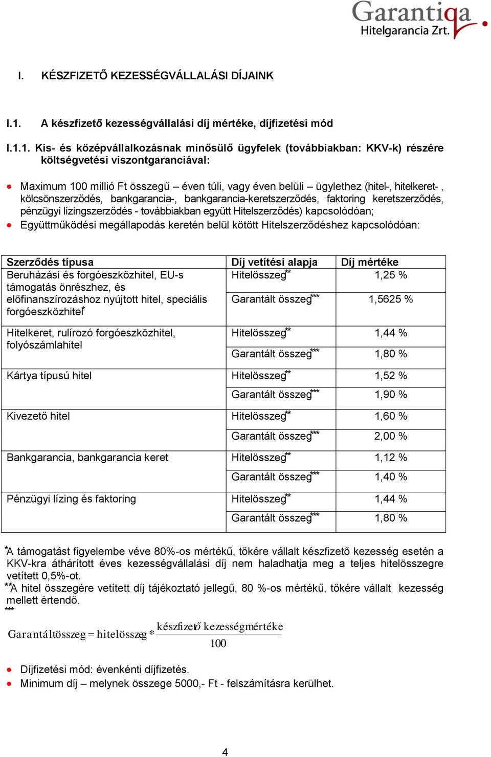 1. Kis- és középvállalkozásnak minősülő ügyfelek (továbbiakban: KKV-k) részére költségvetési viszontgaranciával: Maximum millió Ft összegű éven túli, vagy éven belüli ügylethez (hitel-, hitelkeret-,