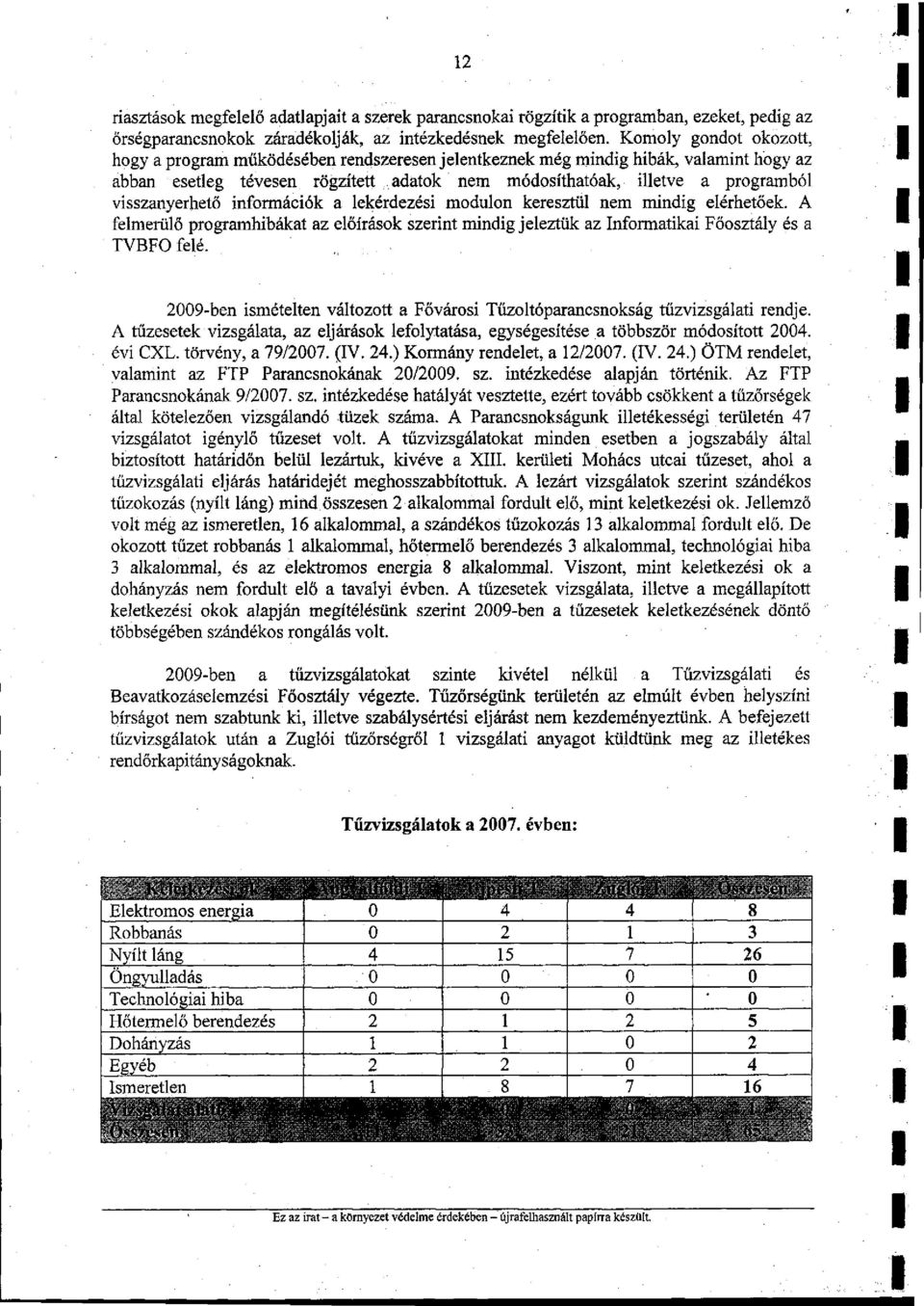 visszanyerhető információk a lekérdezési modulon keresztül nem mindig elérhetőek. A felmerülő programhibákat az előírások szerint mindig jeleztük az Informatikai Főosztály és a TVBFOfelé.
