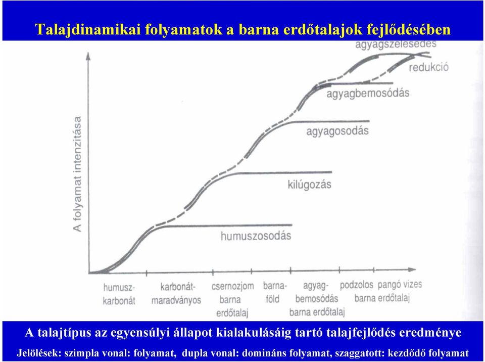 talajfejlődés eredménye Jelölések: szimpla vonal: