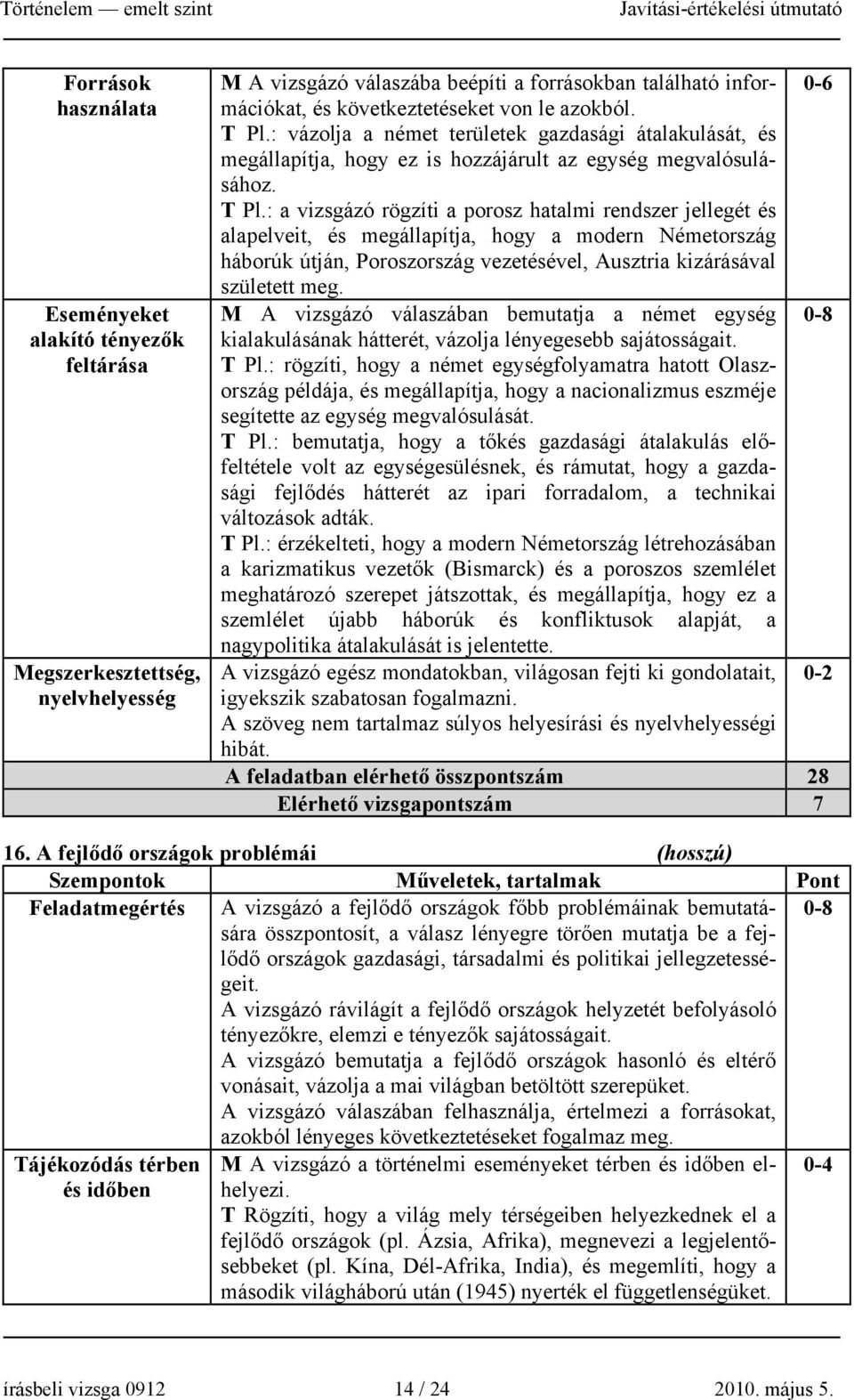 M A vizsgázó válaszában bemutatja a német egység 0-8 kialakulásának hátterét, vázolja lényegesebb sajátosságait. T Pl.