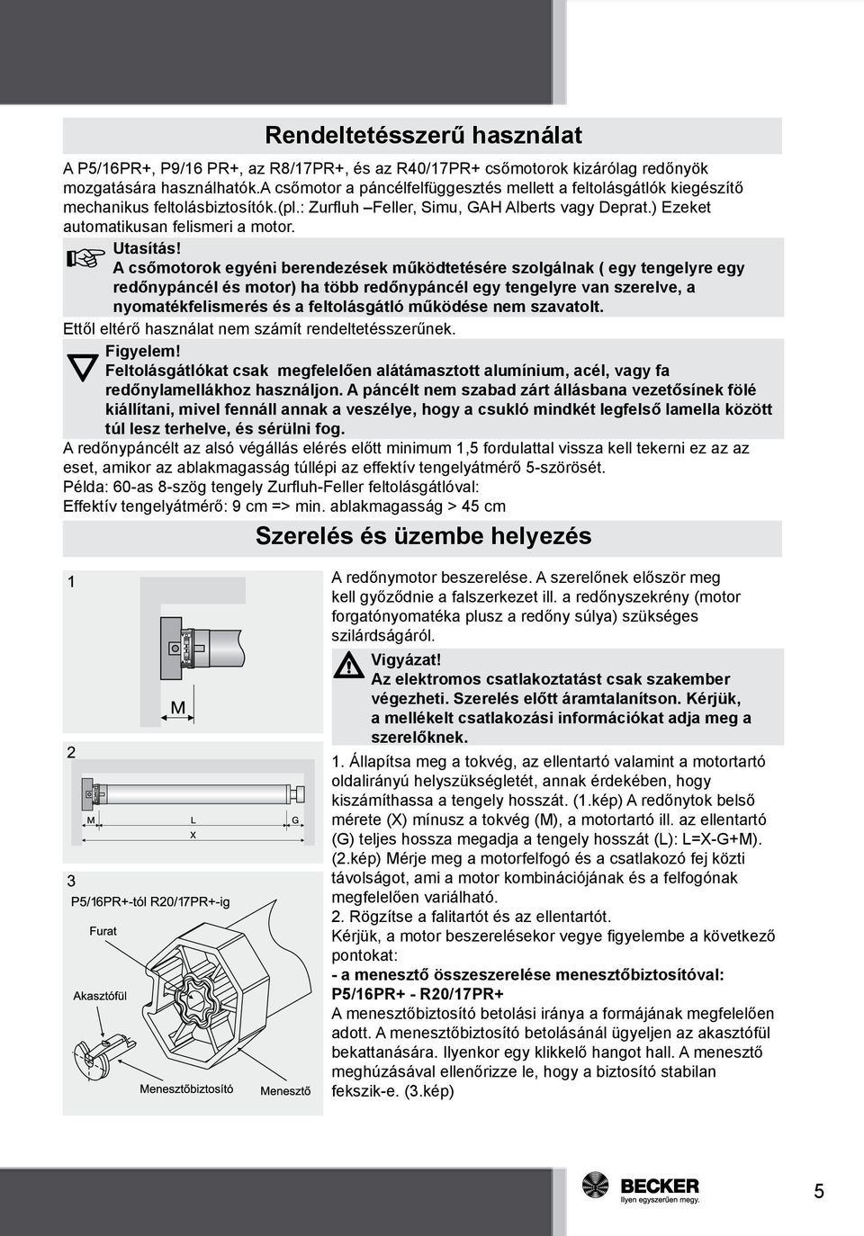 Használati útmutató PR+ (pontbeállitásos) csőmotorokhoz - PDF Free Download