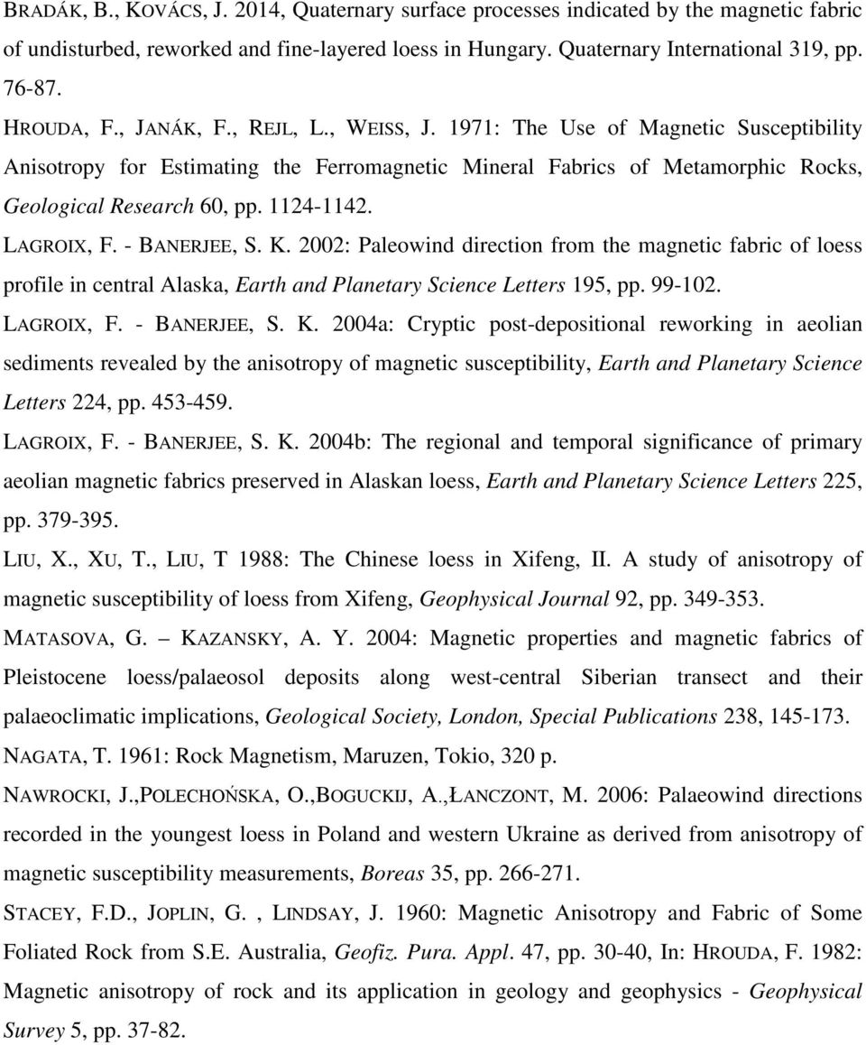 1124-1142. LAGROIX, F. - BANERJEE, S. K.