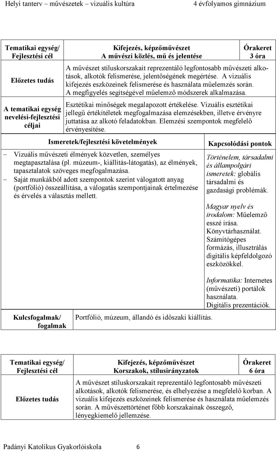 Vizuális esztétikai jellegű értékítéletek megfogalmazása elemzésekben, illetve érvényre juttatása az alkotó feladatokban. Elemzési szempontok megfelelő érvényesítése.