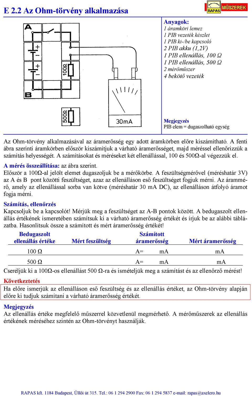 E 1.1 Az elektromos áramkör - PDF Ingyenes letöltés