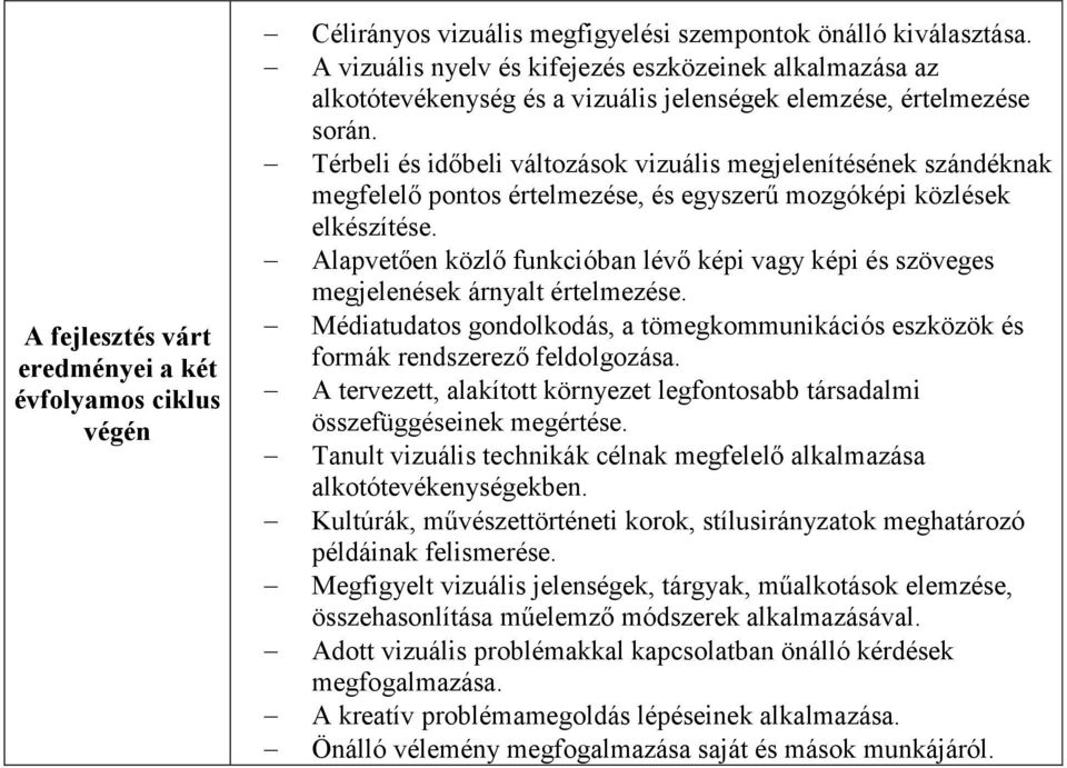 Térbeli és időbeli változások vizuális megjelenítésének szándéknak megfelelő pontos értelmezése, és egyszerű mozgóképi közlések elkészítése.