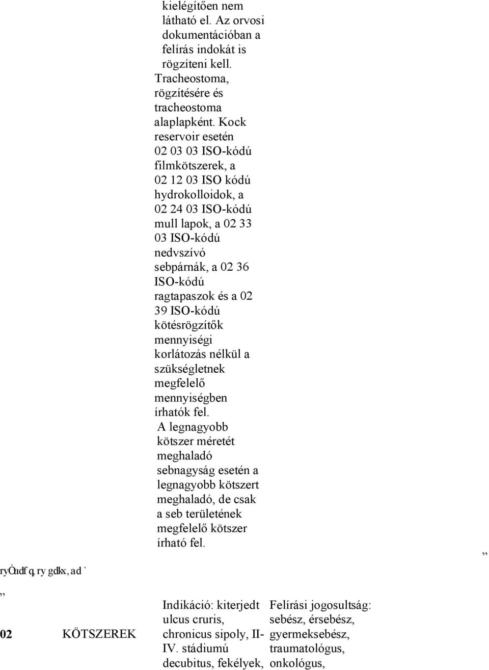 02 39 ISO-kódú kötésrögzítők mennyiségi korlátozás nélkül a szükségletnek megfelelő mennyiségben írhatók fel.