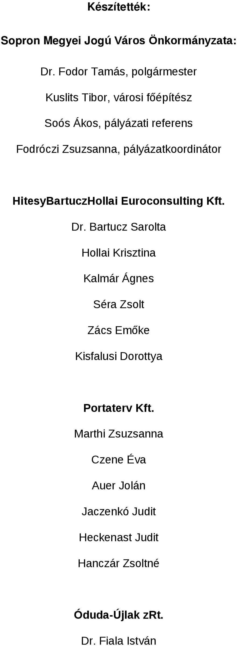 pályázatkoordinátor HitesyBartuczHollai Euroconsulting Kft. Dr.
