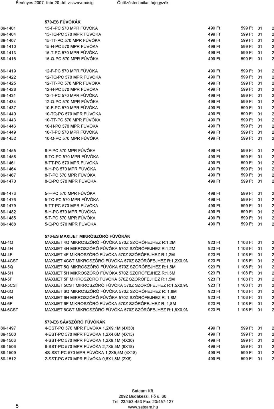 FÚVÓKA 499 Ft 599 Ft 01 2 89-1425 12-TT-PC 570 MPR FÚVÓKA 499 Ft 599 Ft 01 2 89-1428 12-H-PC 570 MPR FÚVÓKA 499 Ft 599 Ft 01 2 89-1431 12-T-PC 570 MPR FÚVÓKA 499 Ft 599 Ft 01 2 89-1434 12-Q-PC 570