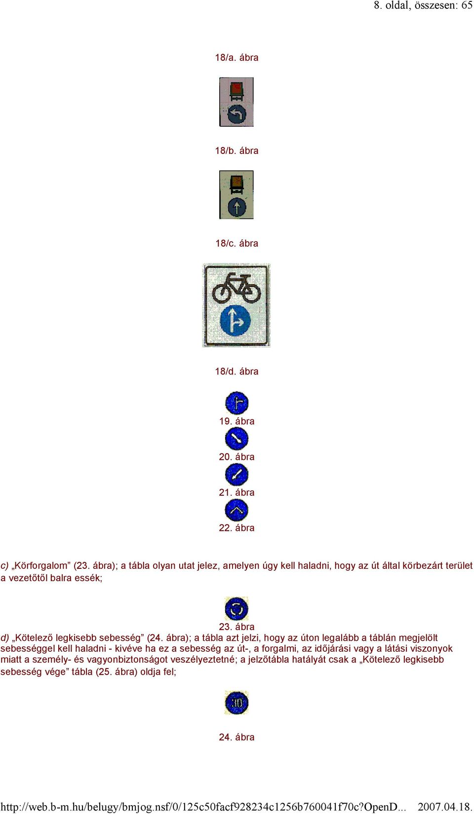 ábra d) Kötelező legkisebb sebesség (24.