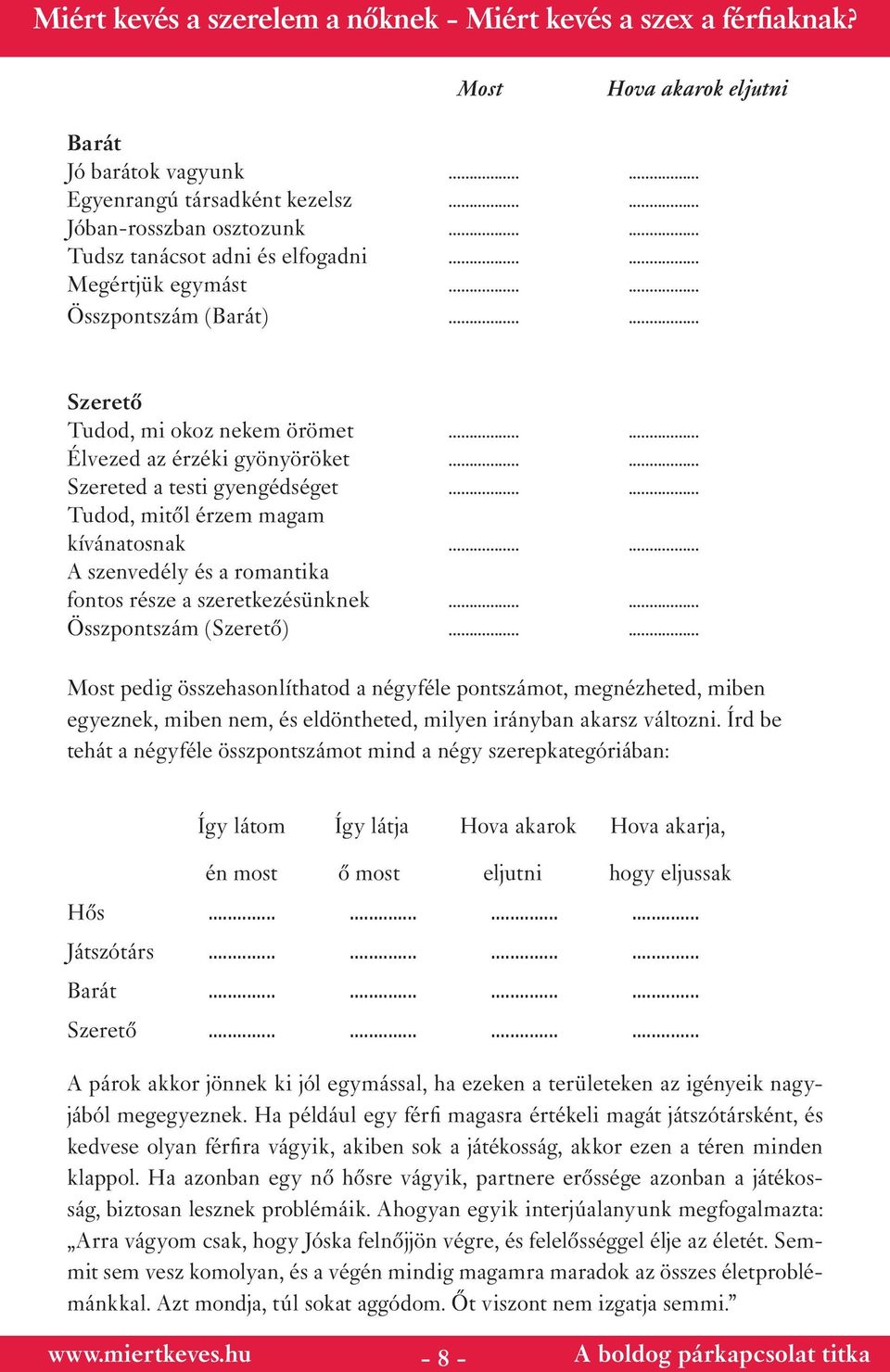 ..... A szenvedély és a romantika fontos része a szeretkezésünknek...... Összpontszám (Szerető).