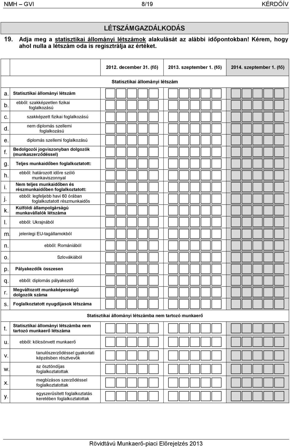 szakképzett fizikai foglalkozású d. nem diplomás szellemi foglalkozású e. diplomás szellemi foglalkozású f. Bedolgozói jogviszonyban dolgozók (munkaszerződéssel) g.