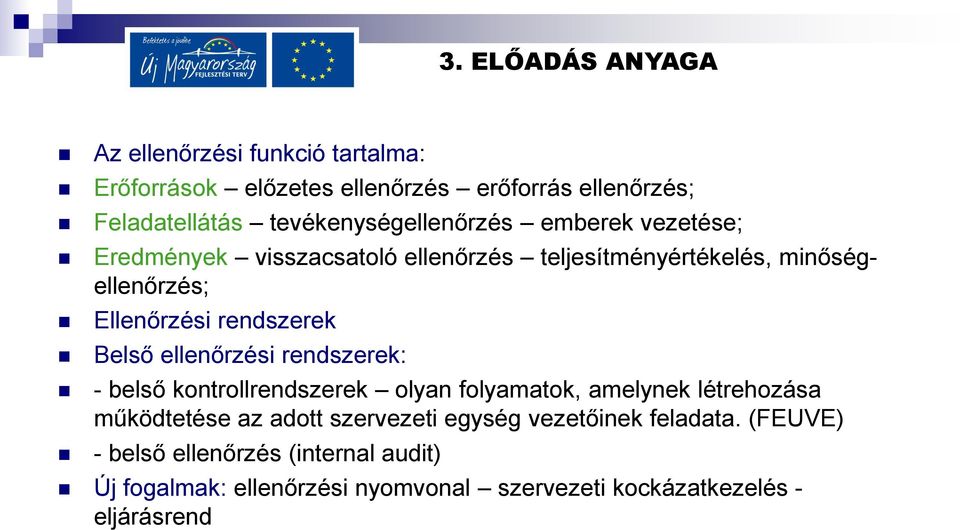 ellenőrzési rendszerek: - belső kontrollrendszerek olyan folyamatok, amelynek létrehozása működtetése az adott szervezeti egység