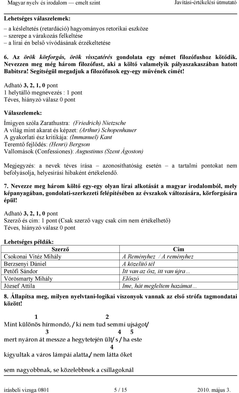 Segítségül megadjuk a filozófusok egy-egy művének címét!