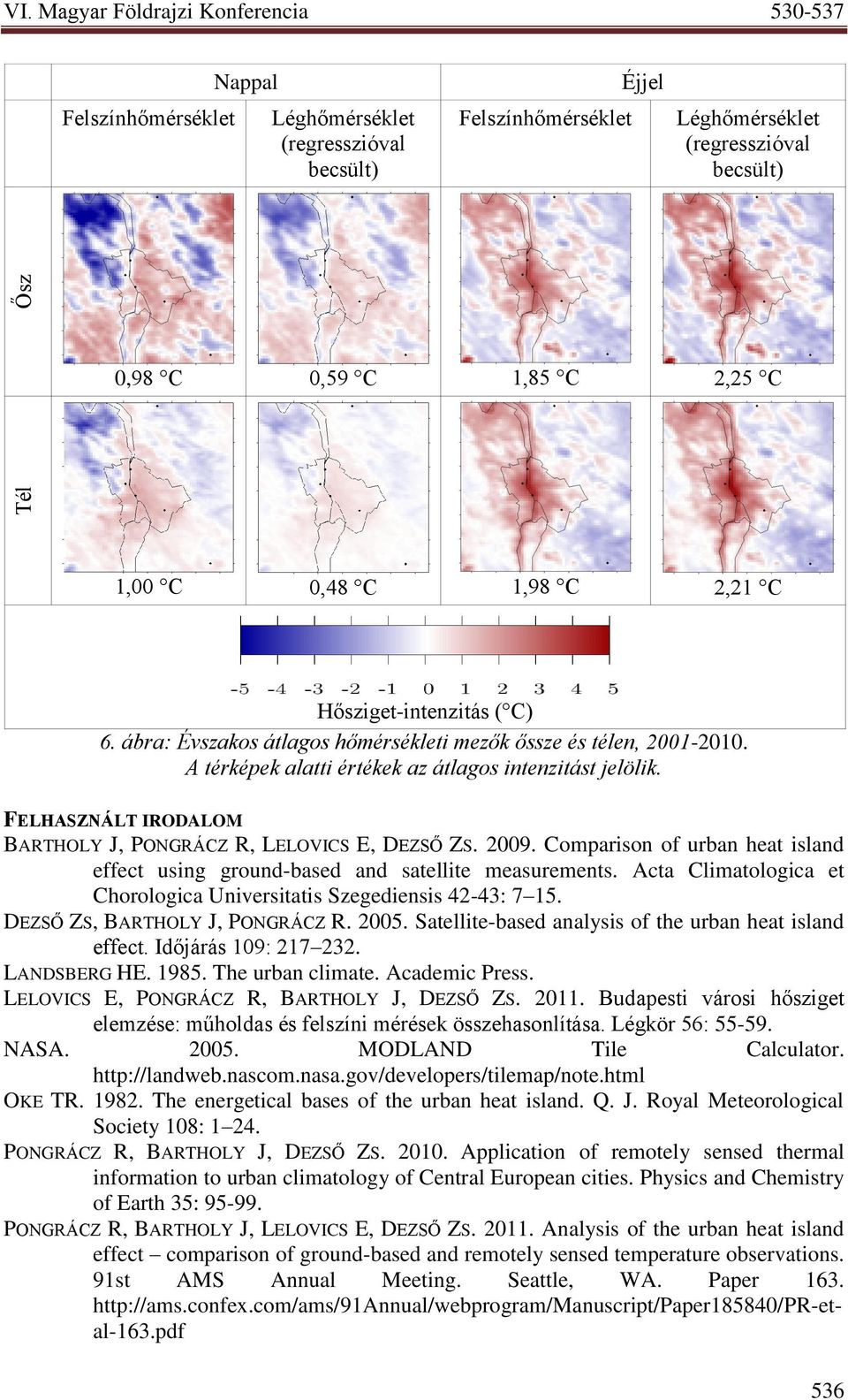 Comparison of urban heat island effect using ground-based and satellite measurements. Acta Climatologica et Chorologica Universitatis Szegediensis 42-43: 7 15. DEZSŐ ZS, BARTHOLY J, PONGRÁCZ R. 2005.