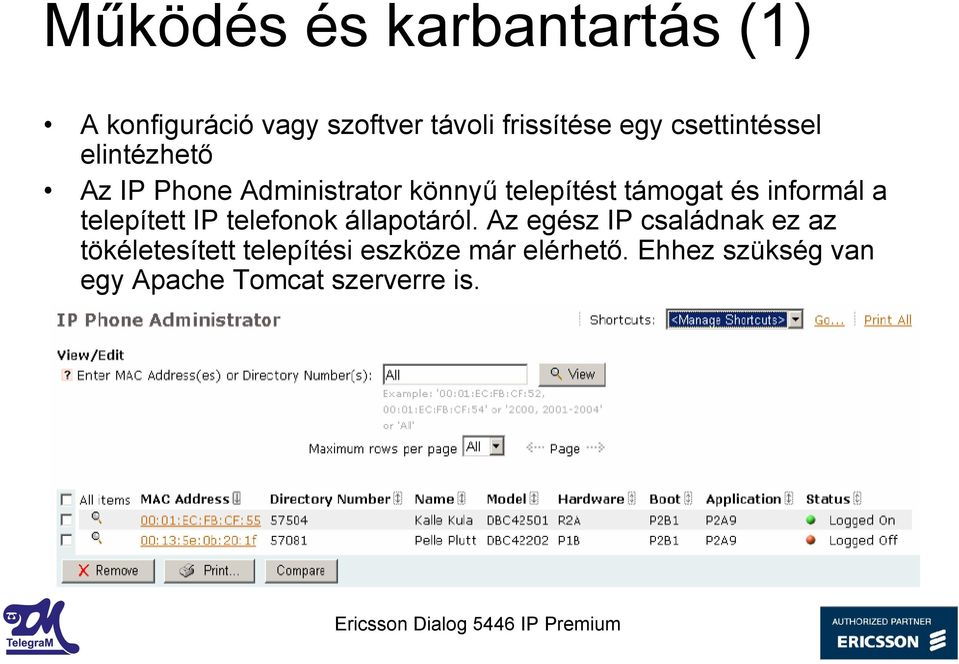 telefonok állapotáról.