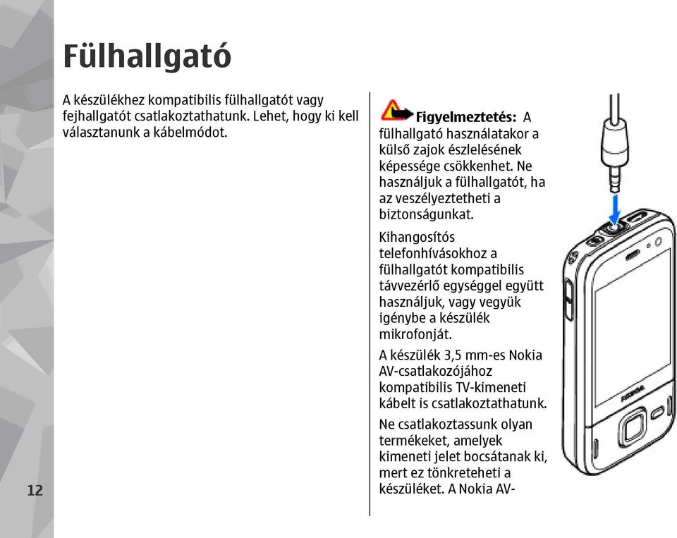 Kihangosítós telefonhívásokhoz a fülhallgatót kompatibilis távvezérlő egységgel együtt használjuk, vagy vegyük igénybe a készülék mikrofonját.