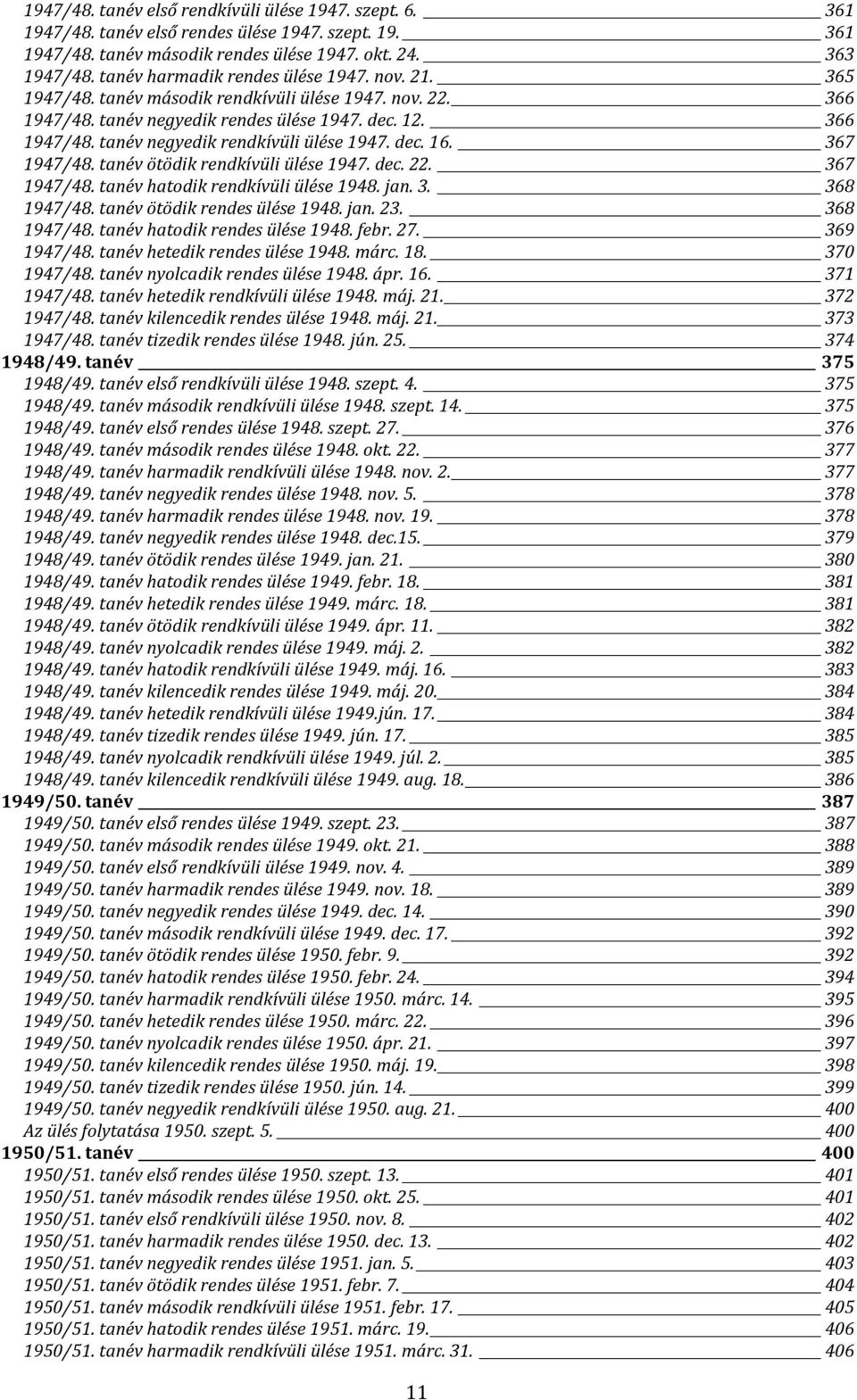 dec. 16. 367 1947/48. tanév ötödik rendkívüli ülése 1947. dec. 22. 367 1947/48. tanév hatodik rendkívüli ülése 1948. jan. 3. 368 1947/48. tanév ötödik rendes ülése 1948. jan. 23. 368 1947/48. tanév hatodik rendes ülése 1948.