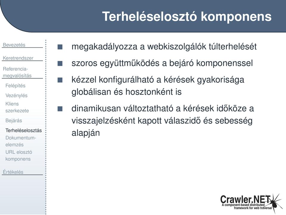 együttműködés a bejáró komponenssel kézzel konfigurálható a kérések gyakorisága globálisan és