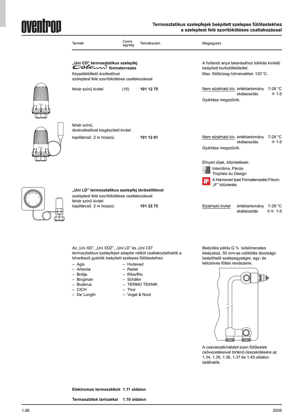 kivitelű beépített burkolófelülettel. Max. fűtőközeg hőmérséklet: 20 C. Nem elzárható kiv. értéktartomány 728 C Gyártása megszűnik.