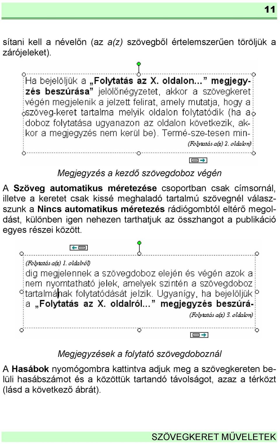 szövegnél válaszszunk a Nincs automatikus méretezés rádiógombtól eltérő megoldást, különben igen nehezen tarthatjuk az összhangot a publikáció egyes