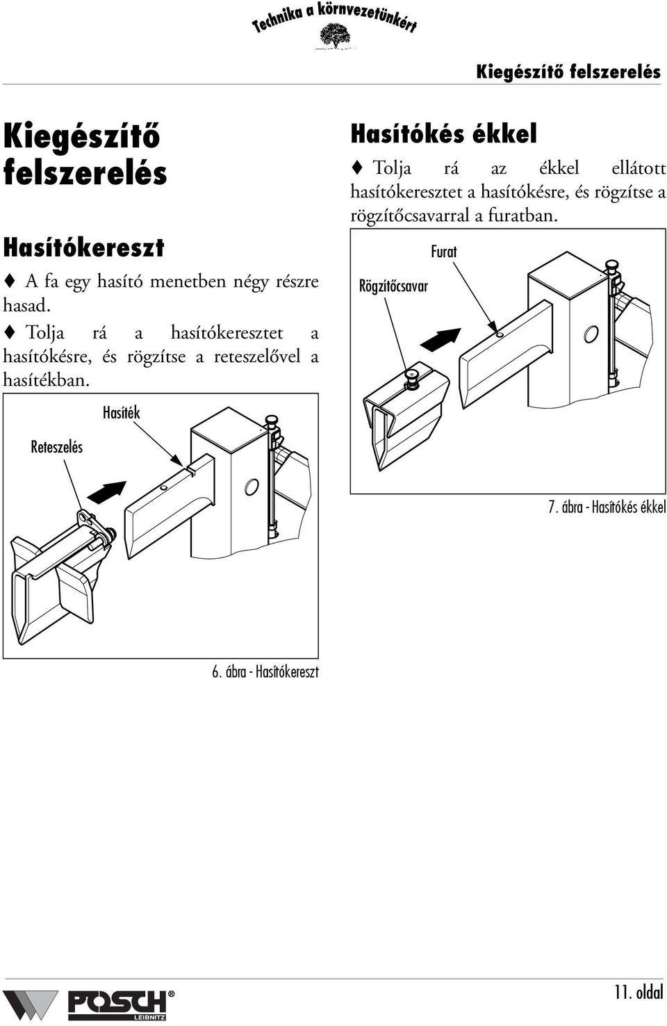 Hasítókés ékkel Tolja rá az ékkel ellátott hasítókeresztet a hasítókésre, és rögzítse a