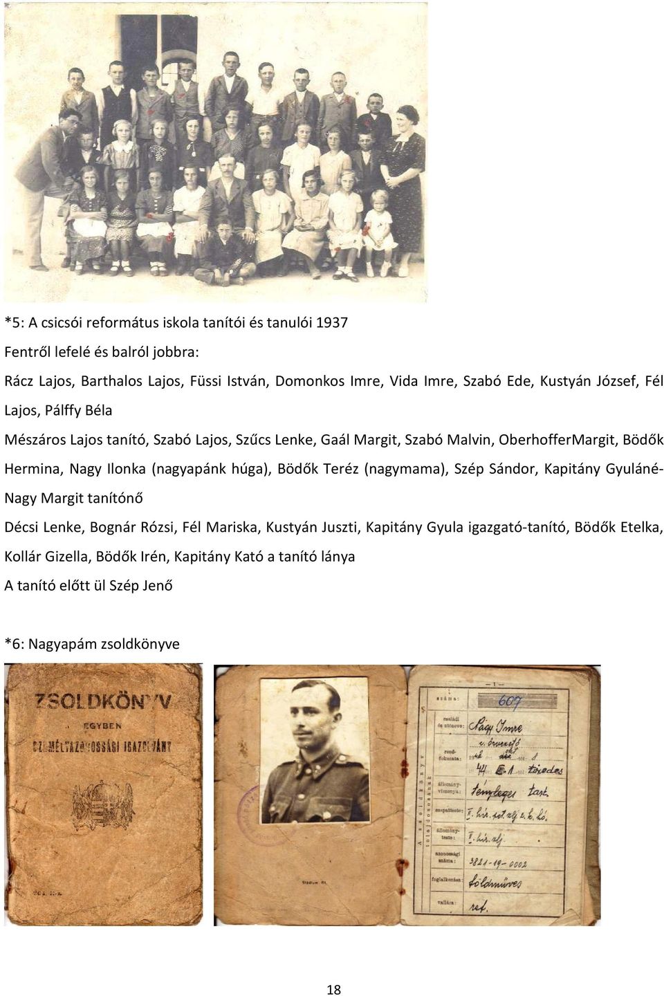 Nagy Ilonka (nagyapánk húga), Bödők Teréz (nagymama), Szép Sándor, Kapitány Gyuláné- Nagy Margit tanítónő Décsi Lenke, Bognár Rózsi, Fél Mariska, Kustyán