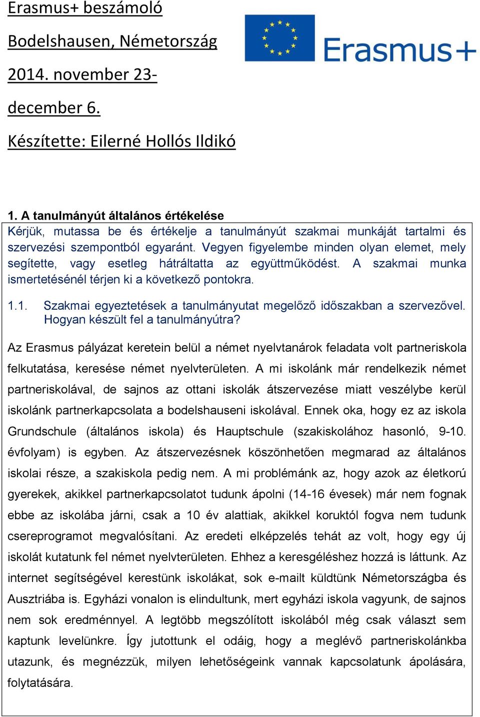 Vegyen figyelembe minden olyan elemet, mely segítette, vagy esetleg hátráltatta az együttműködést. A szakmai munka ismertetésénél térjen ki a következő pontokra. 1.