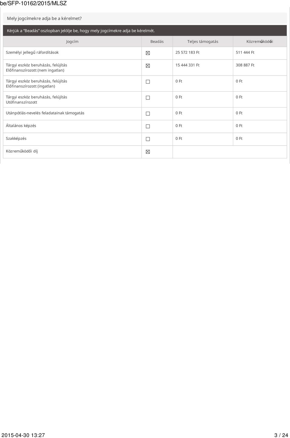 felújítás Előfinanszírozott (nem ingatlan) Tárgyi eszköz beruházás, felújítás Előfinanszírozott (ingatlan) Tárgyi eszköz beruházás,