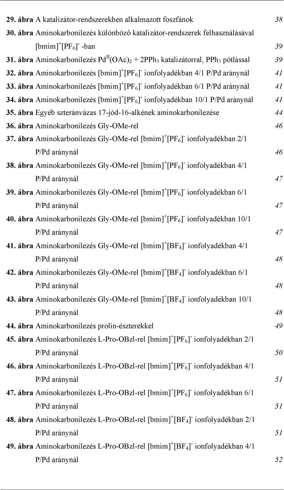 ábra Aminokarbonilezés [bmim] + [PF 6 ] - ionfolyadékban 6/1 P/Pd aránynál 41 34. ábra Aminokarbonilezés [bmim] + [PF 6 ] - ionfolyadékban 10/1 P/Pd aránynál 41 35.