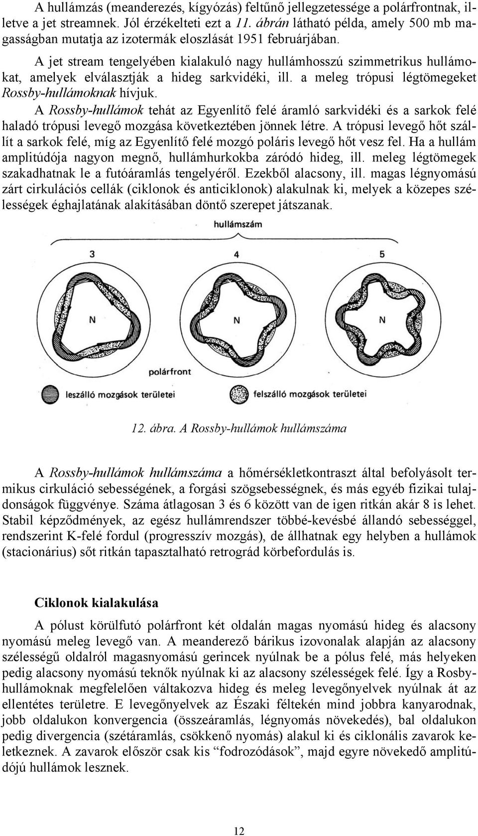 A jet stream tengelyében kialakuló nagy hullámhosszú szimmetrikus hullámokat, amelyek elválasztják a hideg sarkvidéki, ill. a meleg trópusi légtömegeket Rossby-hullámoknak hívjuk.