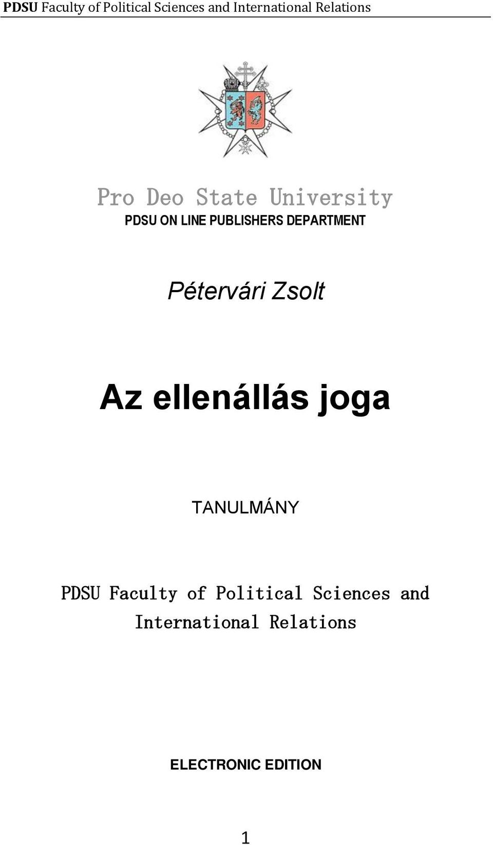 ellenállás joga TANULMÁNY PDSU Faculty of