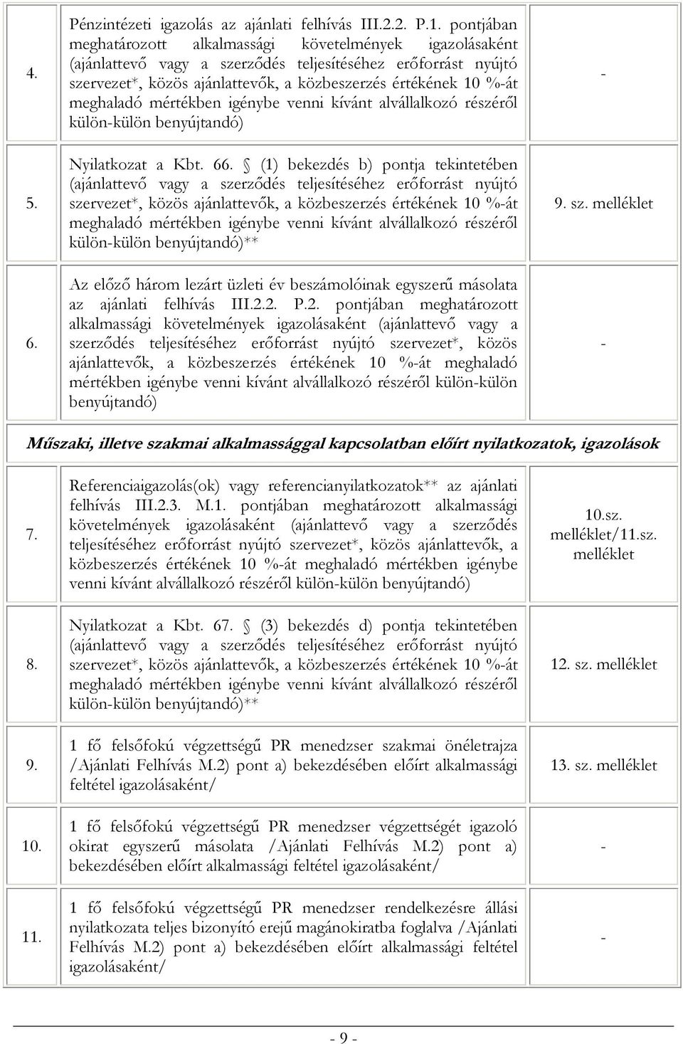 meghaladó mértékben igénybe venni kívánt alvállalkozó részéről külön-külön benyújtandó) Nyilatkozat a Kbt. 66.